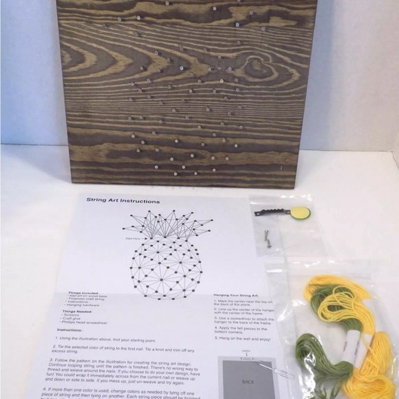 Hampton Pineapple String Art Craft Kit 10”x10” Wood Wall Hanging New - Picture 2 of 3